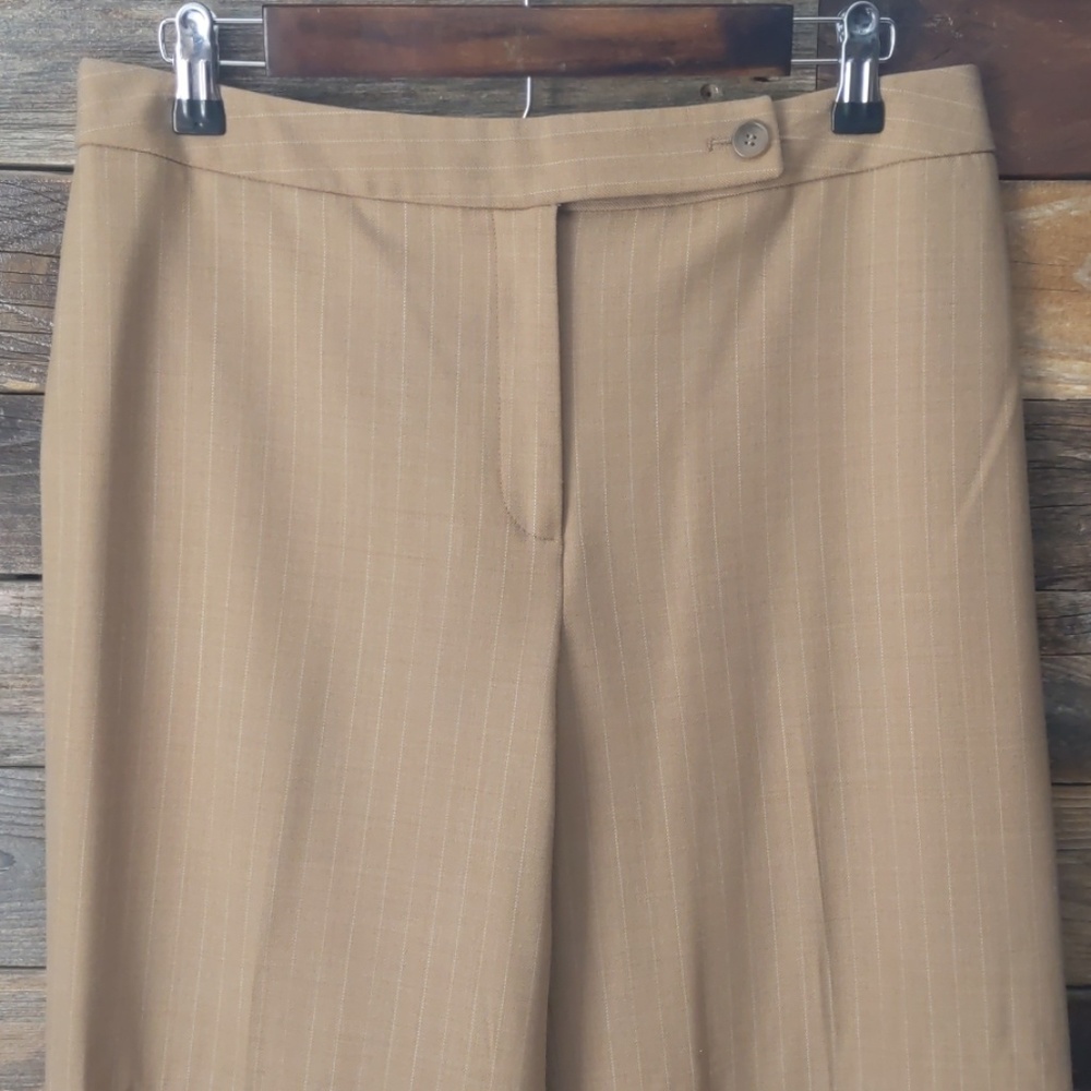 Ann Taylor tan pin stripe lined wool trousers - Picture 2 of 8